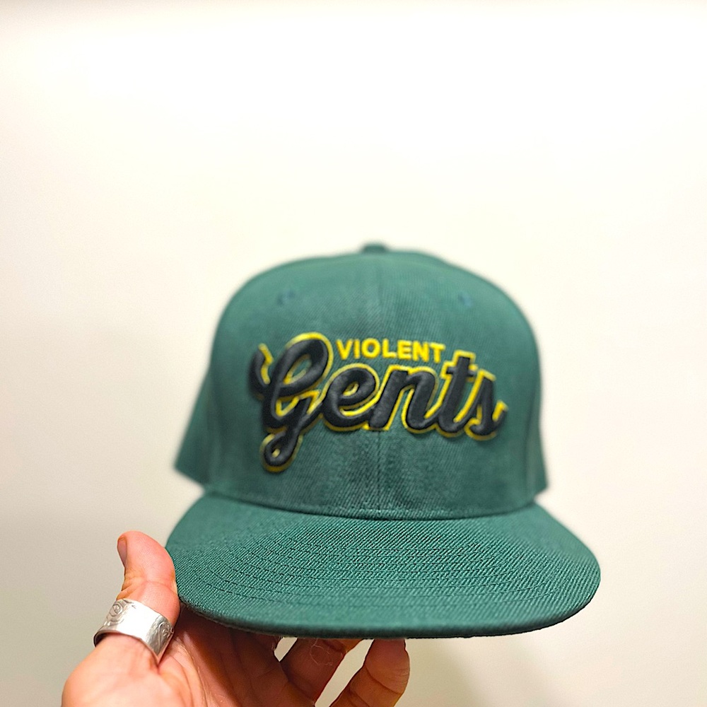 Violent Gents rush snapback heat, green with embroidered black/ yellow letters